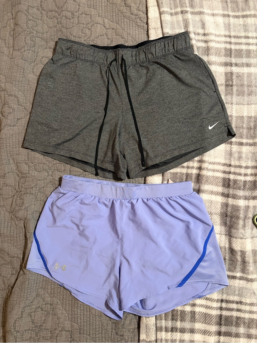 Nike & Under Armour Women’s Athletic Running Shorts 2 pack - Gray and Purple